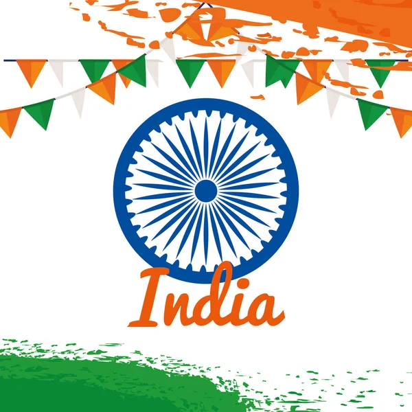 Patrozinium Indien Emblem mit Parteibanner — Stockvektor