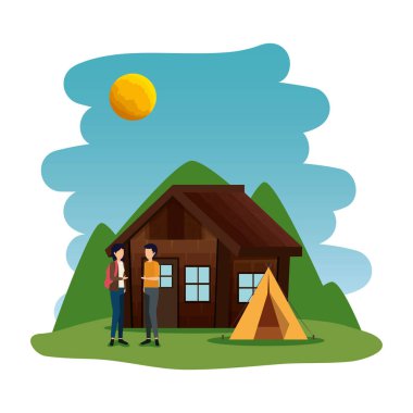 Genç çift kamp bölgesinde