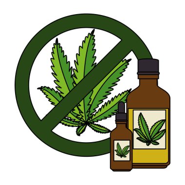 reddedilen sembol ve şişe ürün ile esrar yapraklar