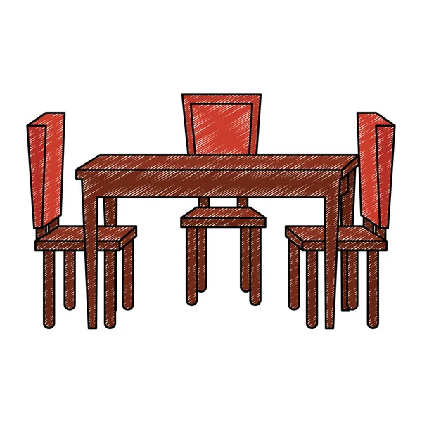 Mesa comedor con sillas — Vector de stock