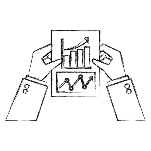 Hands with financial document — Stock Vector