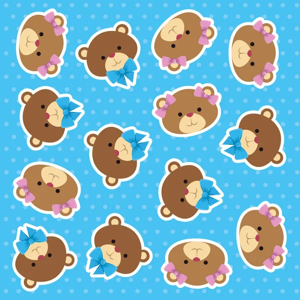 Cutte kis medve teddies pár minta — Stock Vector