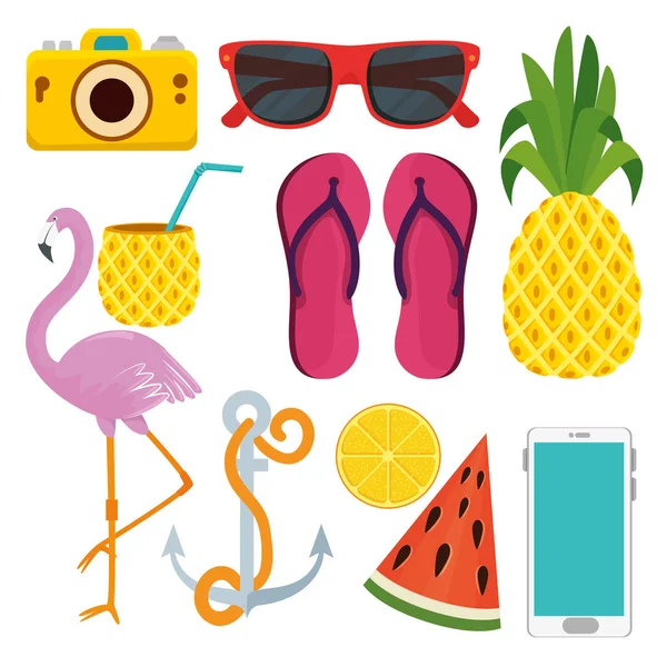 Set of summer season of holiday vacation — Stock Vector