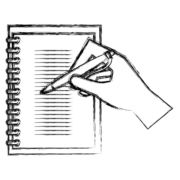 Hand schrijven in notebook school — Stockvector