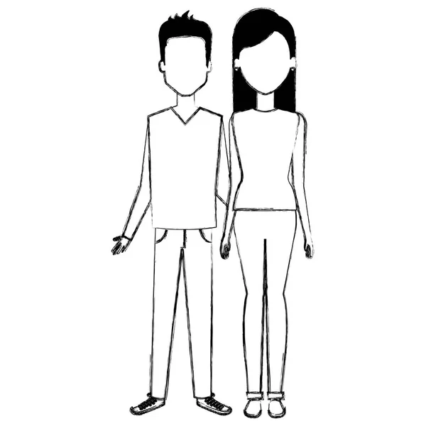 Young couple avatars characters — Stock Vector