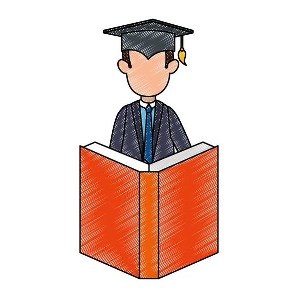 Student graduated with book — Stock Vector
