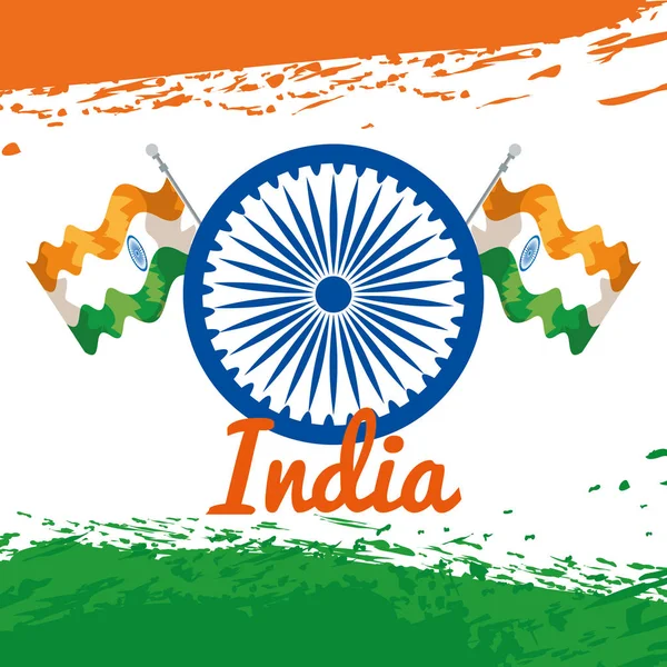 印度标志与国旗和传统节日 — 图库矢量图片