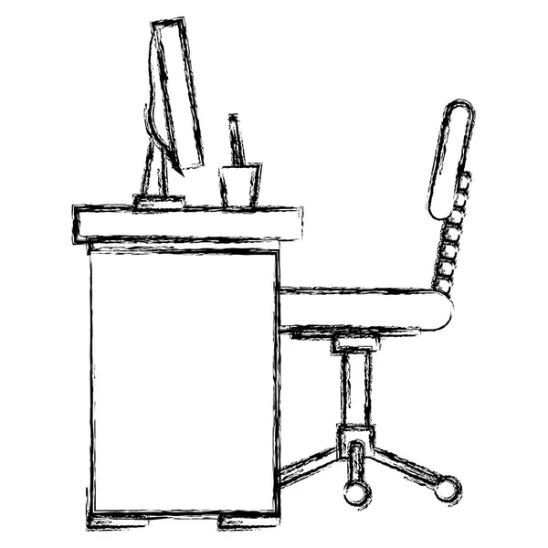 Urząd pracy z biurka i pulpit sceny — Wektor stockowy