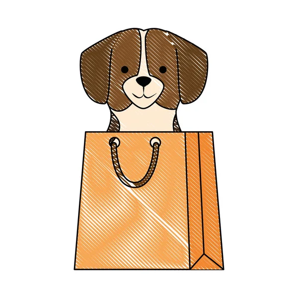 Симпатичная собака в торговой сумке — стоковый вектор
