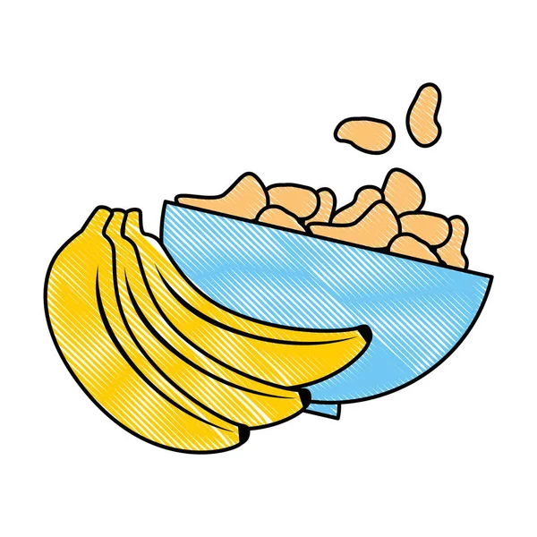 Getreidegericht mit Bananen-Clustern — Stockvektor