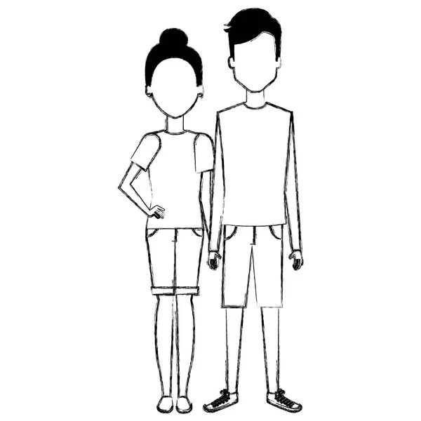 Young couple avatars characters — Stock Vector