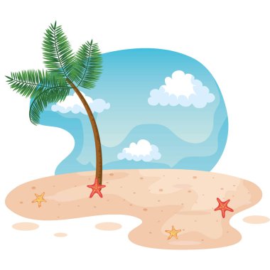 plaj kumdenizoları ile palmiye ağacı