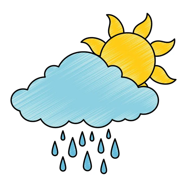 Sol de verano con lluvia — Vector de stock