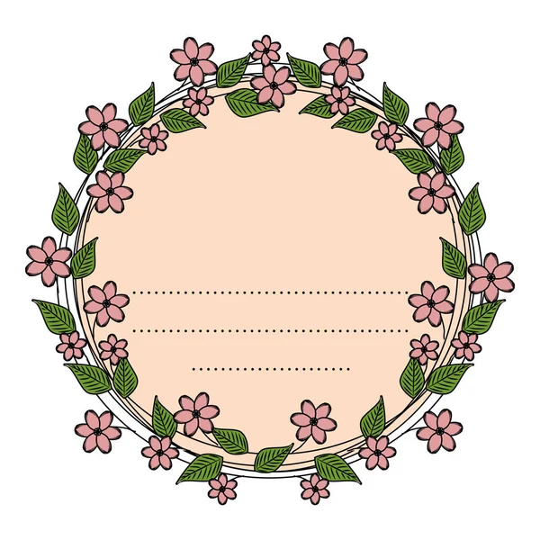 Круговая открытка с цветами и листочками украшения — стоковый вектор