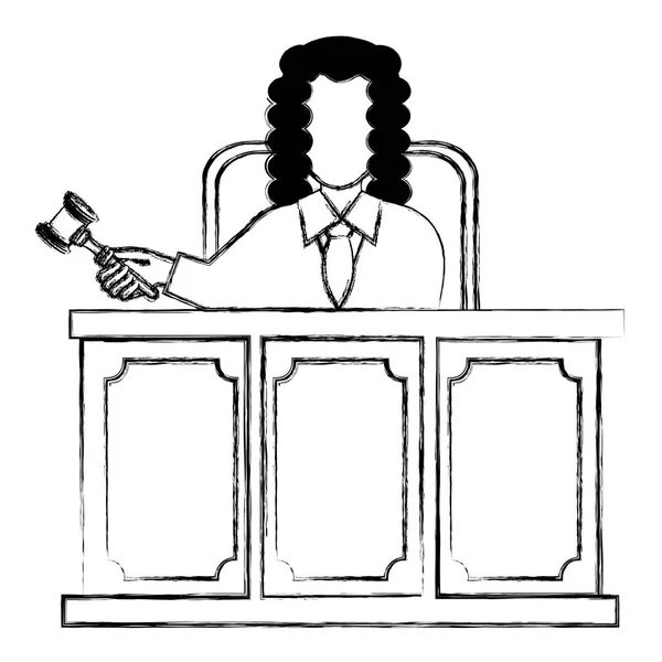 Justice judge on stage character — Stock Vector