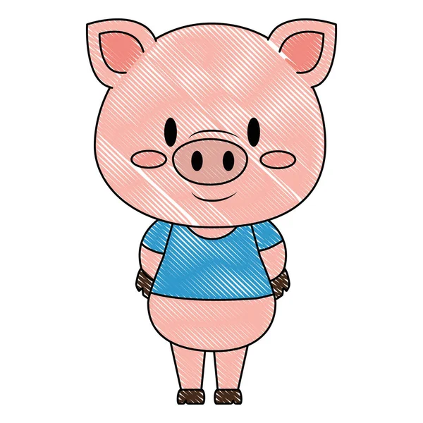 Personnage cochon mignon et adorable — Image vectorielle