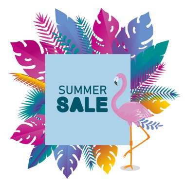 yanıcı ve tropikal yapraklı bitkiler ile yaz saati etiketi