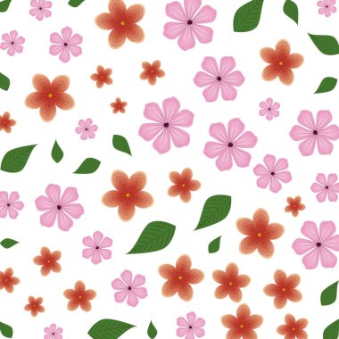 yapraklar desen arka plan ile güzel çiçekler