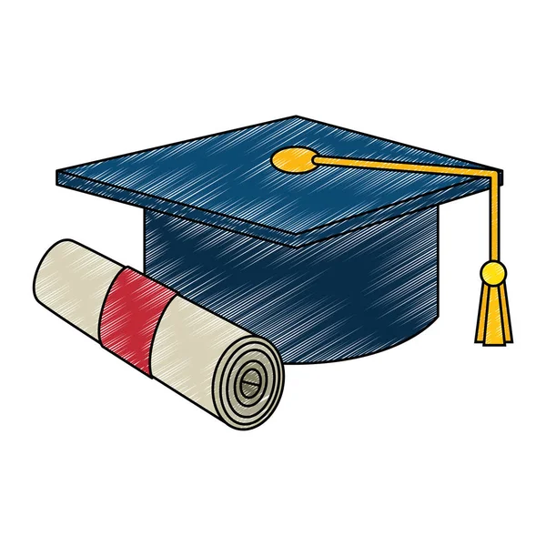Chapéu de graduação com diploma —  Vetores de Stock