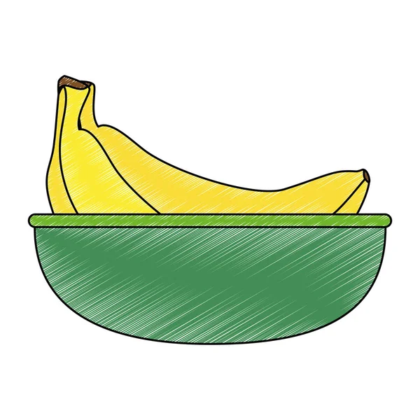 Świeże banany klastra w misce — Wektor stockowy