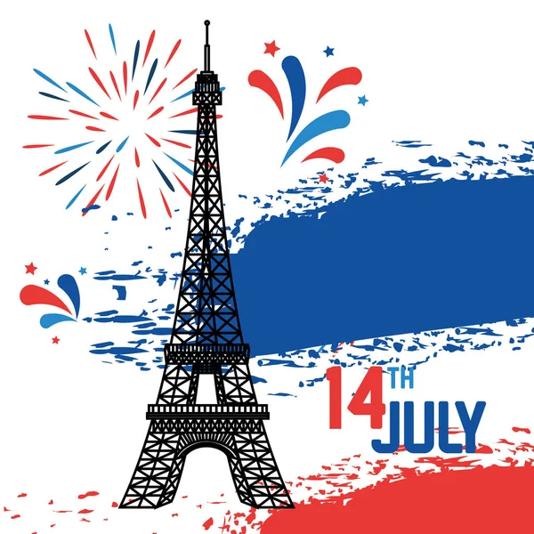 Eiffel towwer z flagą Francji dekoracji — Wektor stockowy