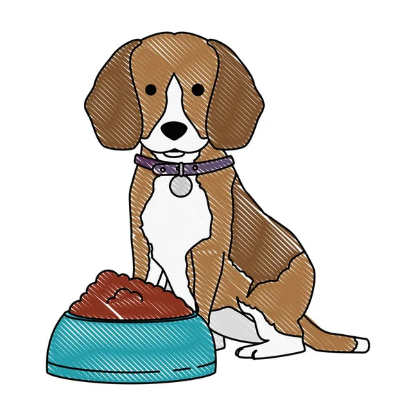 料理の食べ物のキャラクターとかわいい犬の品種 — ストックベクタ