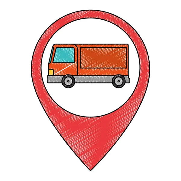 Dostawa ciężarówka usługi w miejscu PIN — Wektor stockowy