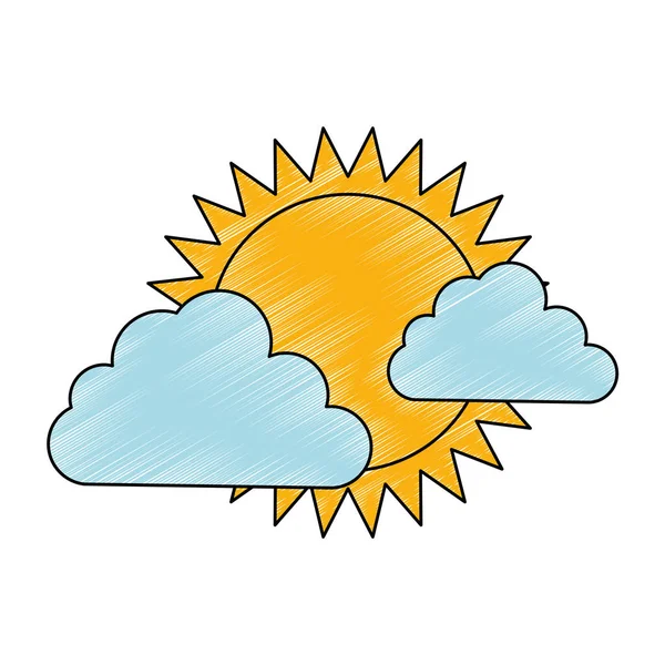 Climate cloud with sun — Stock Vector