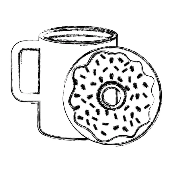 Taza de café con rosquillas dulces — Vector de stock