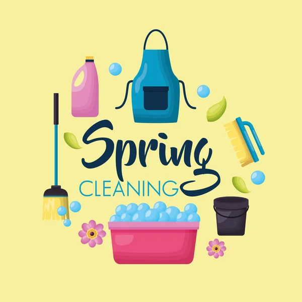 Spring cleaning tools — Stock Vector