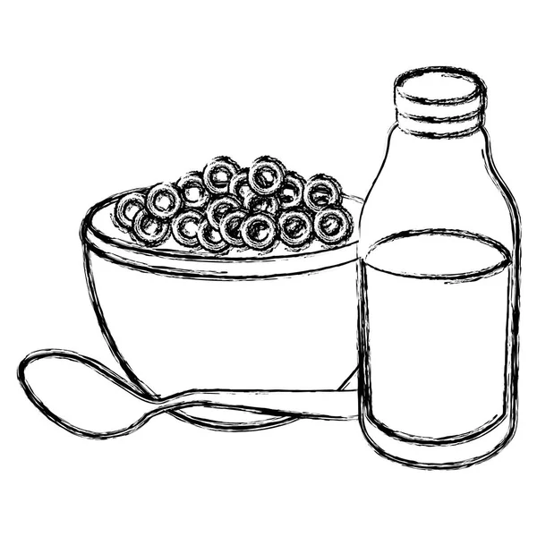 Melkfles met graan — Stockvector