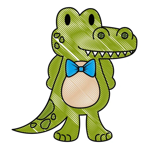 Mignon et adorable caractère de crocodile — Image vectorielle
