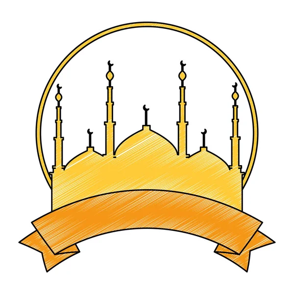 Temple de Jérusalem avec ruban ramadan kareem — Image vectorielle
