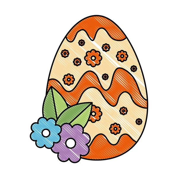 Huevo de Pascua pintado con decoración floral — Vector de stock