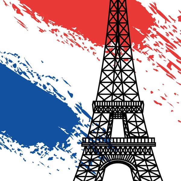 埃菲尔铁塔与法国国旗装饰节日 — 图库矢量图片
