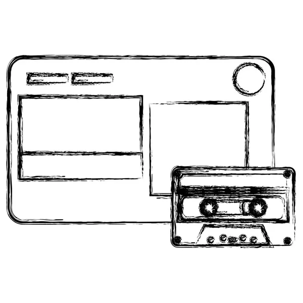 Grabadora de periodista con cassette — Vector de stock