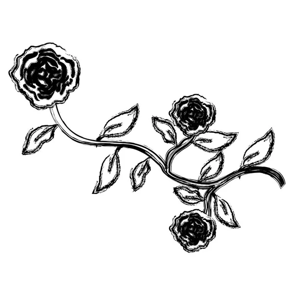 Ikon dekorasi mawar dan daun - Stok Vektor