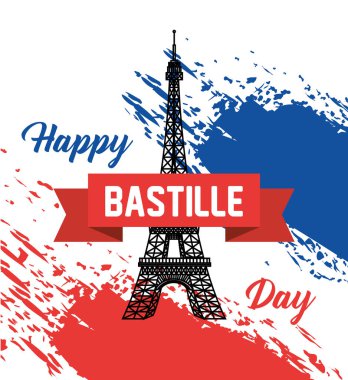 kurdele ve fransa bayrağı ile eyfel kulesi