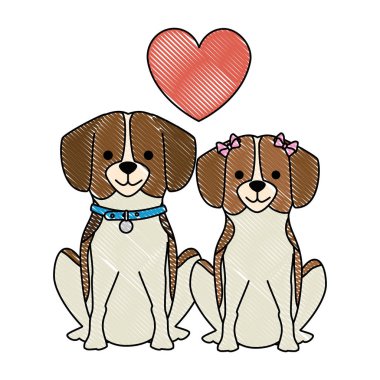 kalpleri karakterleri ile sevimli köpekler çift aşıklar