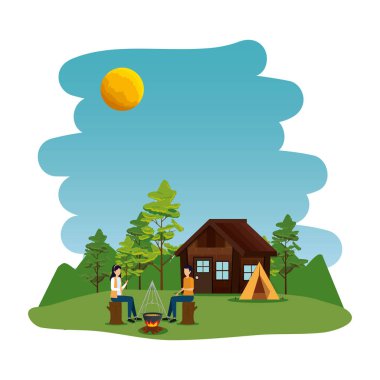 Genç çift kamp bölgesinde