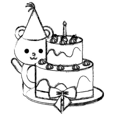 tatlı pasta kawaii karakteri ile sevimli ayı oyuncak