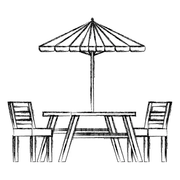 Mesa de picnic con paraguas — Archivo Imágenes Vectoriales