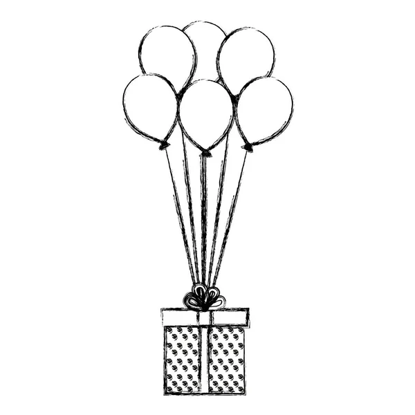Balões de ar com caixa de presente presente —  Vetores de Stock