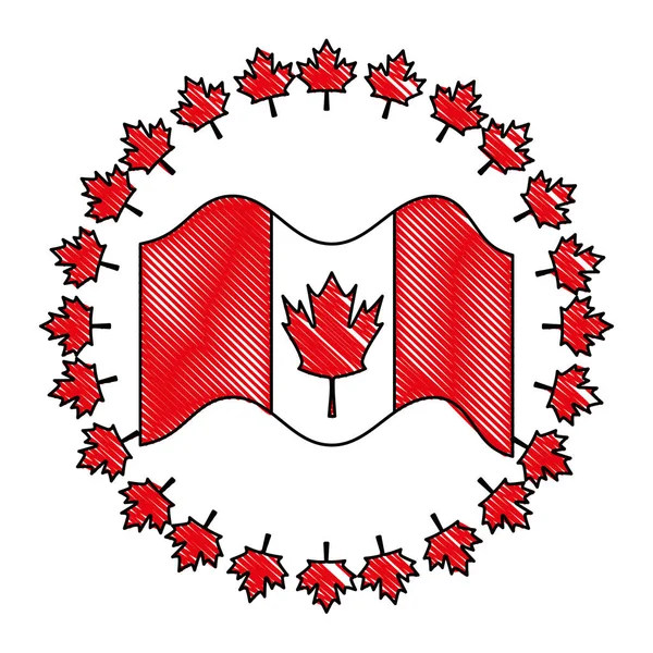 Bandeira canadense com rendas de folhas de bordo — Vetor de Stock