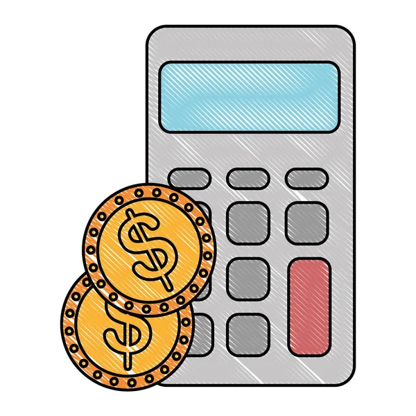 Calculadora matemática com moedas —  Vetores de Stock