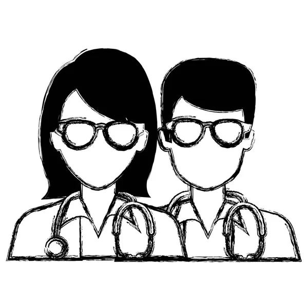 Läkare par avatarer tecken — Stock vektor