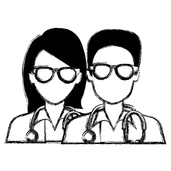 Karakter avatar pasangan dokter - Stok Vektor