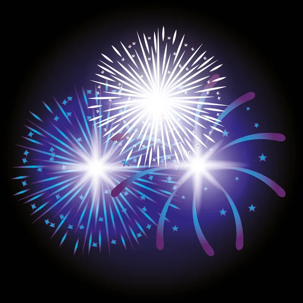 Decorative fireworks explosions poster — Stock Vector