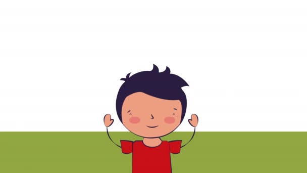 小さな学生の男の子のキャラクター、学校に戻る — ストック動画