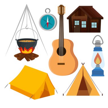 kamp ve yürüyüş turizmi ile wanderlust macera seti